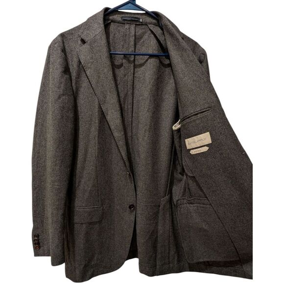 SuitSupply VBC Men's 42L Havana Slim Fit Pure Wool Charcoal Three Button Blazer - Picture 3 of 11